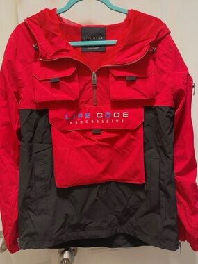 Life Code Progressive Men's Red and Black Windbreaker